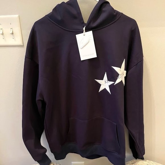 Aelfric Eden Tops - NWT - Aelfric Eden Star Print Color Contrast Hoodie - Dark Blue - Medium